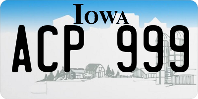 IA license plate ACP999