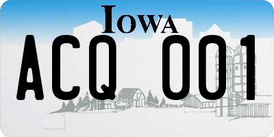 IA license plate ACQ001