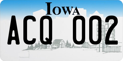 IA license plate ACQ002