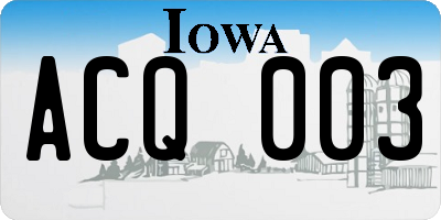 IA license plate ACQ003