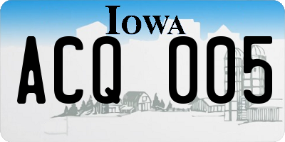IA license plate ACQ005