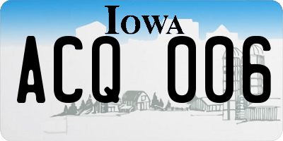 IA license plate ACQ006