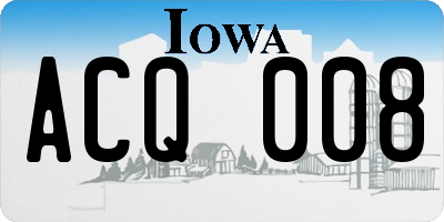 IA license plate ACQ008