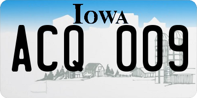 IA license plate ACQ009