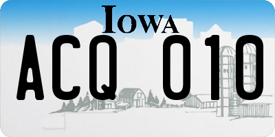 IA license plate ACQ010