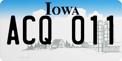 IA license plate ACQ011