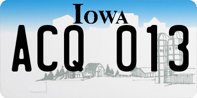 IA license plate ACQ013