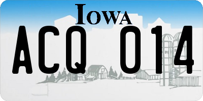 IA license plate ACQ014
