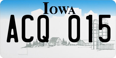 IA license plate ACQ015