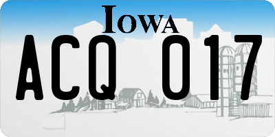 IA license plate ACQ017