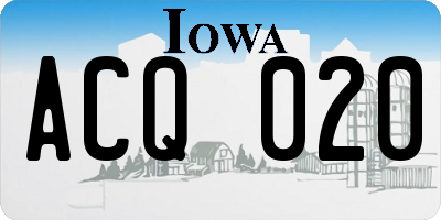 IA license plate ACQ020