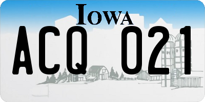 IA license plate ACQ021