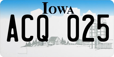IA license plate ACQ025