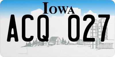 IA license plate ACQ027
