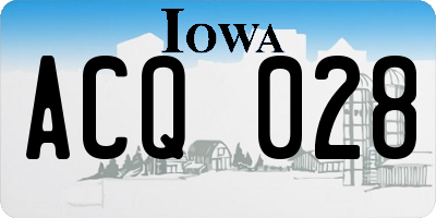 IA license plate ACQ028