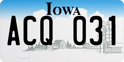 IA license plate ACQ031
