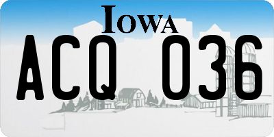 IA license plate ACQ036