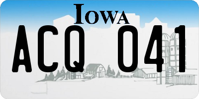 IA license plate ACQ041