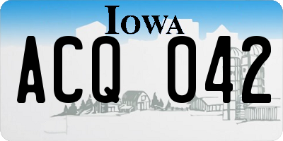 IA license plate ACQ042