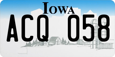 IA license plate ACQ058