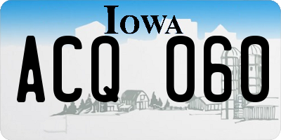 IA license plate ACQ060