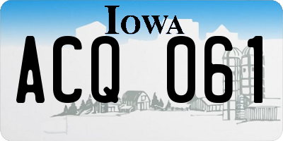 IA license plate ACQ061