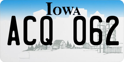 IA license plate ACQ062