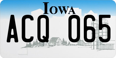 IA license plate ACQ065