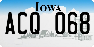 IA license plate ACQ068