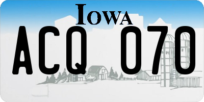 IA license plate ACQ070
