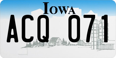 IA license plate ACQ071