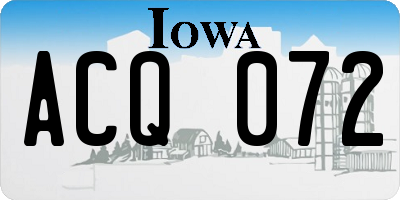 IA license plate ACQ072