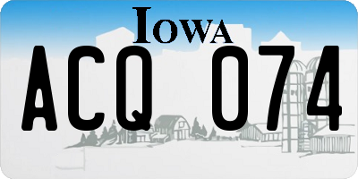 IA license plate ACQ074