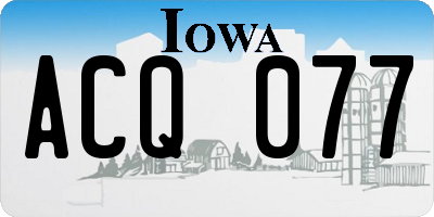IA license plate ACQ077