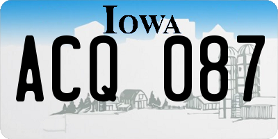 IA license plate ACQ087
