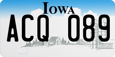 IA license plate ACQ089