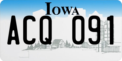 IA license plate ACQ091