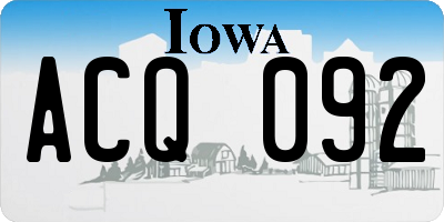 IA license plate ACQ092