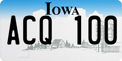 IA license plate ACQ100