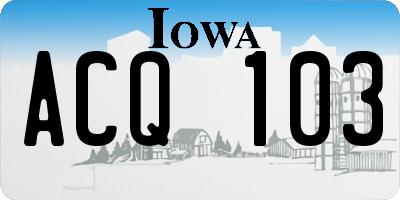 IA license plate ACQ103