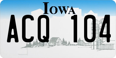 IA license plate ACQ104