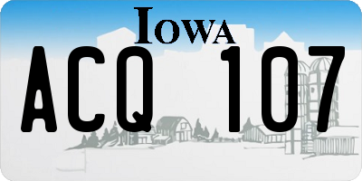 IA license plate ACQ107