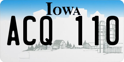 IA license plate ACQ110