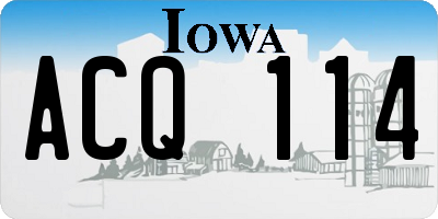 IA license plate ACQ114