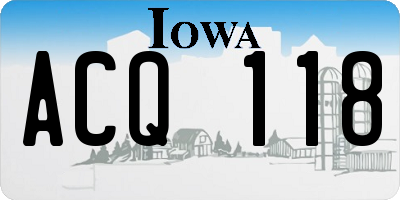 IA license plate ACQ118
