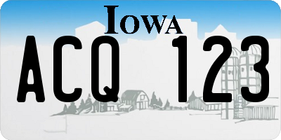 IA license plate ACQ123