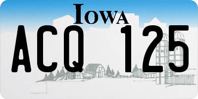 IA license plate ACQ125