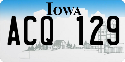IA license plate ACQ129