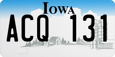 IA license plate ACQ131