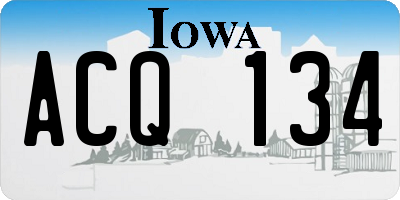 IA license plate ACQ134